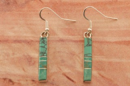 Genuine Kingman Turquoise Sterling Silver Native American Earrings